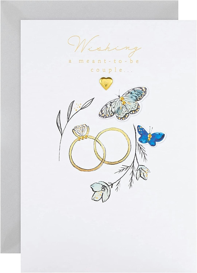 image 1 of Traditional Gold Rings Design Wedding Congratulations Card for Couple