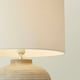 image 2 of ValueLights Reid Linen Drum Lamp Shade Stone Grey Ribbed Ceramic Large Table Lamp with Bulb | Grey