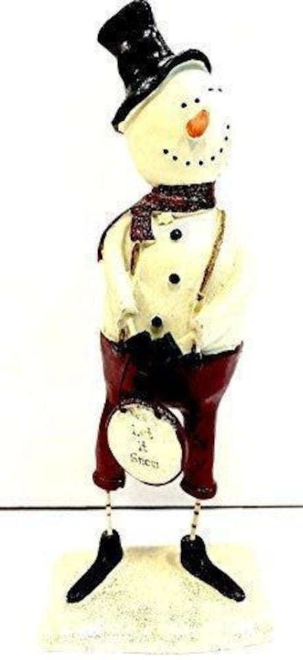 image 1 of Merry & Bright Christmas Snowman 'Let It Snow' Statue Ornament