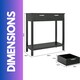 image 7 of Modern Wooden Console Table With 2 Drawers and Shelf Black Black