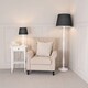 image 2 of ValueLights Victoria White Wood Floor Lamp Black Taper Shade and Bulb