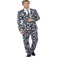 Skeleton Suit - Black & White - with Jacket - Trousers & Tie - 43714XL XL