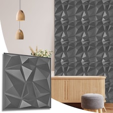 NOVECRAFTO Decorative 3D Wall Panels (50cm x 50cm) Diamond Design PVC Cladding Panel