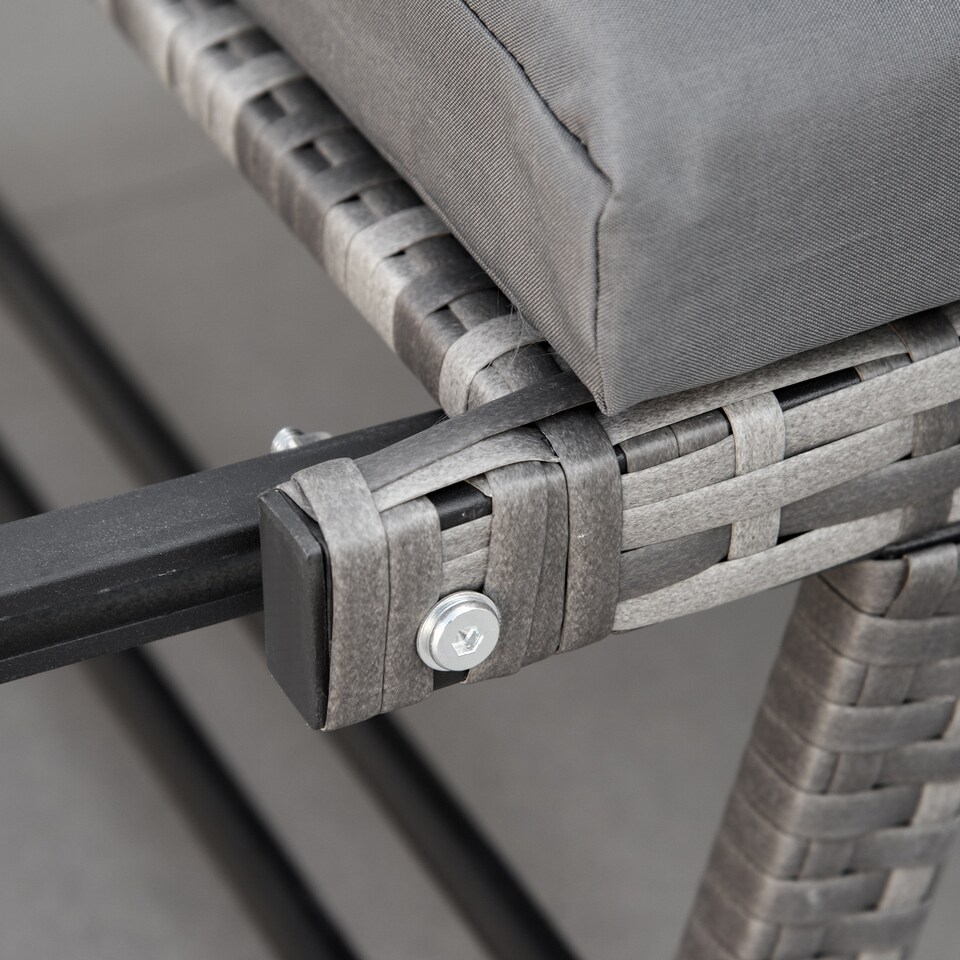 image 1 of Outsunny Rattan Garden Sofa Bed with Adjustable Armrests, 2-in-1 Convertible Couch Garden Daybed Lounger, Outdoor Folding Chaise Lounge Loveseat with Cushions for Porch, Patio, Mixed Grey | Grey | Two Seater