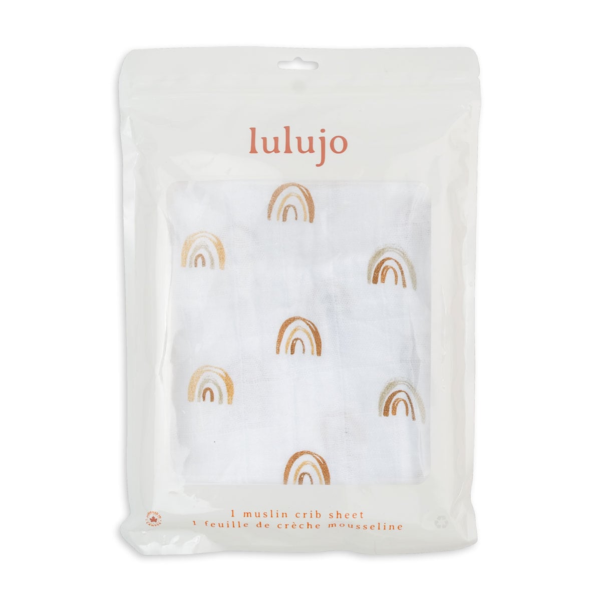 Lulujo Cotton Fitted Cot Sheet - Rainbows (135cm x 70cm)