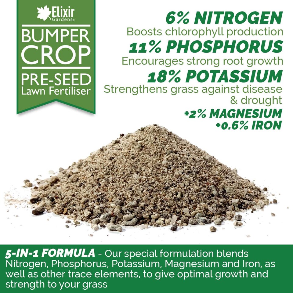 image 1 of Elixir Gardens Bumper Crop Lawn Pre-Seeder 6-11-18 bag x 10kg