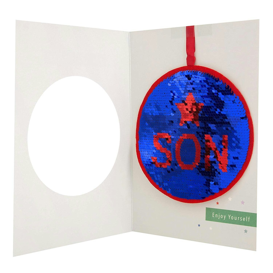image 1 of Reversible Sequin Son Birthday Card 'Enjoy'