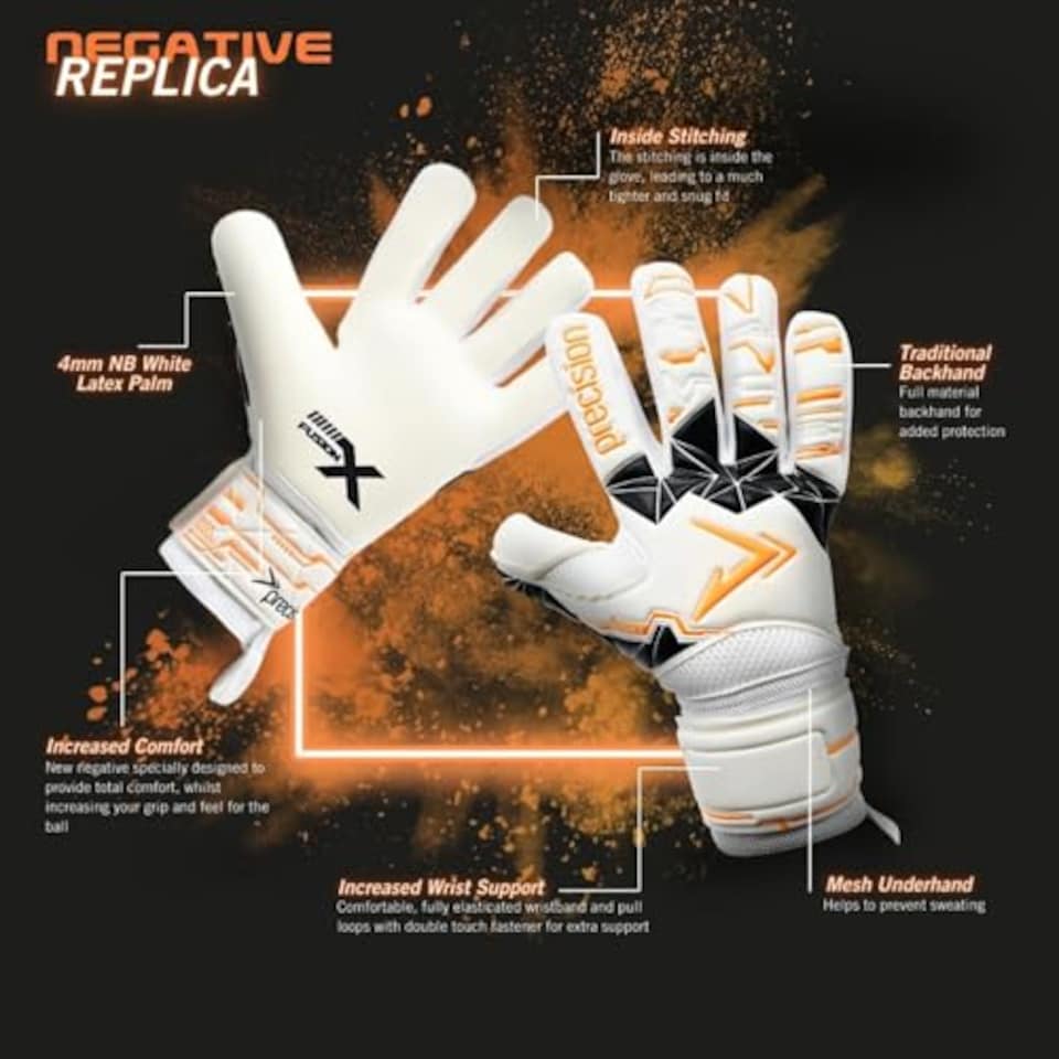 image 1 of Precision Training Fusion X Negative Replica Football Adult's Goalkeeper Gloves, White, 8