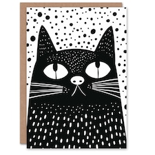 Kitty Cat Lover Stars Dots Graphic Design Arty Birthday Card