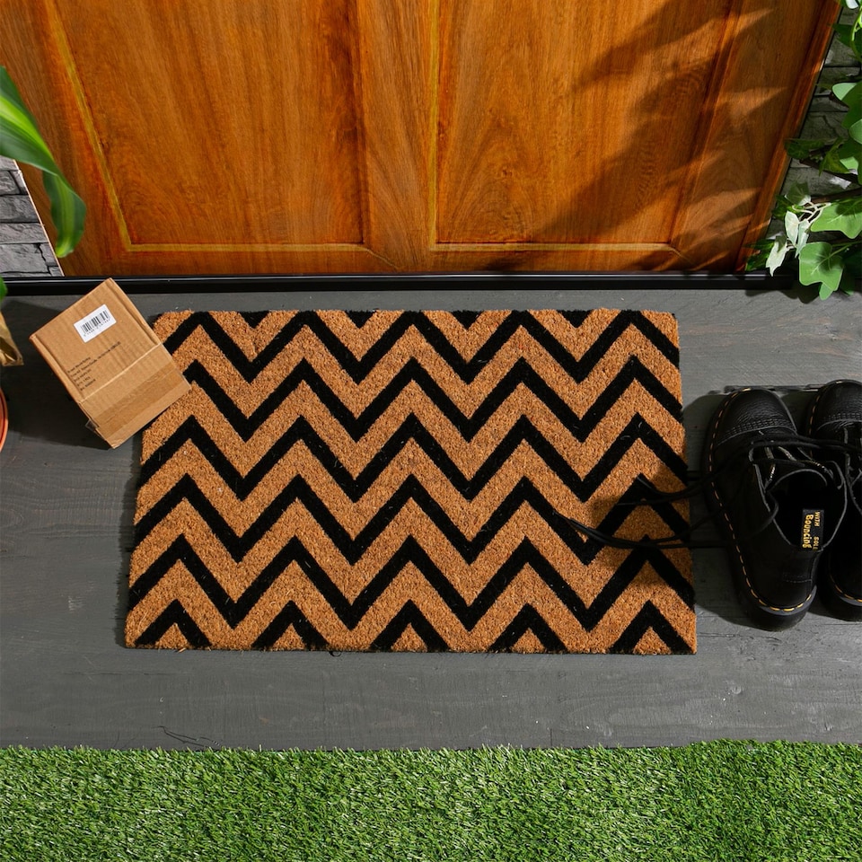 image 1 of Nicola Spring Coir Door Mat - 60 x 40cm - Zig Zag