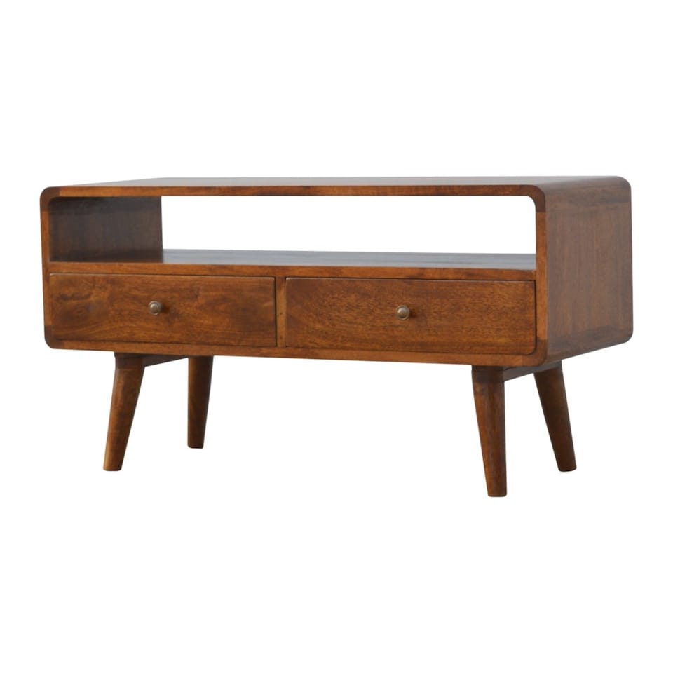 image 1 of Artisan Furniture Solid Wood Curved Chestnut Media Unit