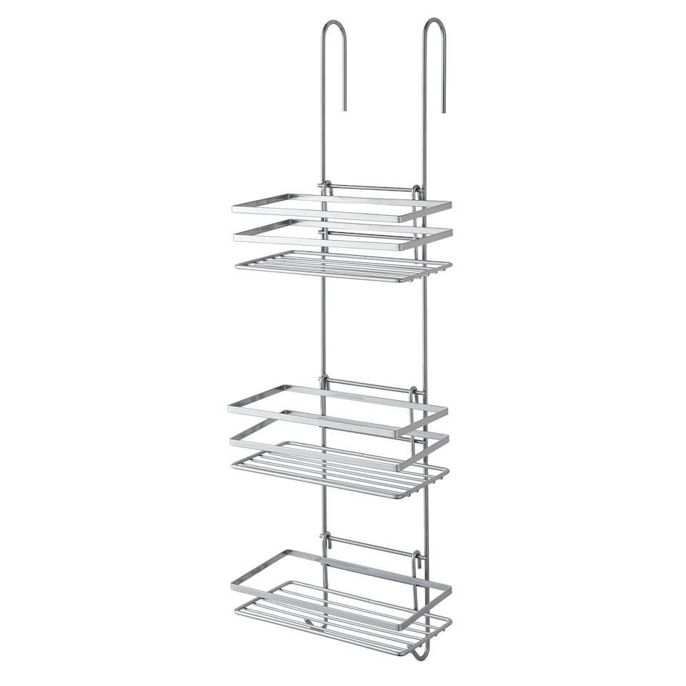 image 1 of House of Home Shower Caddy 3 Tier Bathroom Storage Organiser Over The Door Silver | Silver
