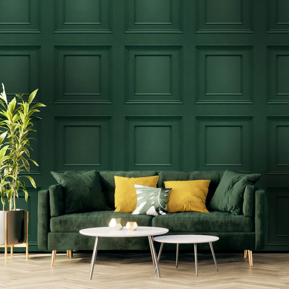 image 1 of Oliana Panel Green Wallpaper Green