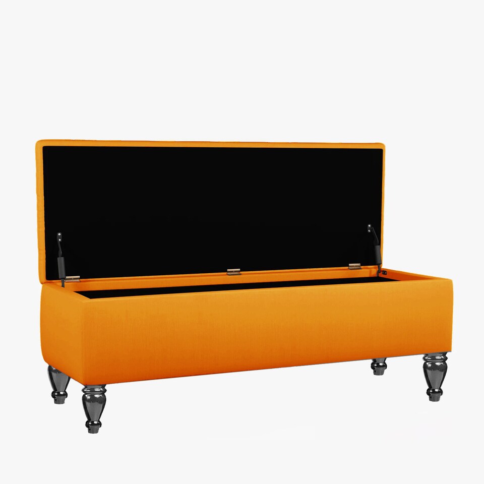 image 1 of Lisbon Plain 120cm Ottoman Storage Bench - Plush Velvet Shoe Bench - Burnt Orange Upholstery Footstool with Storage