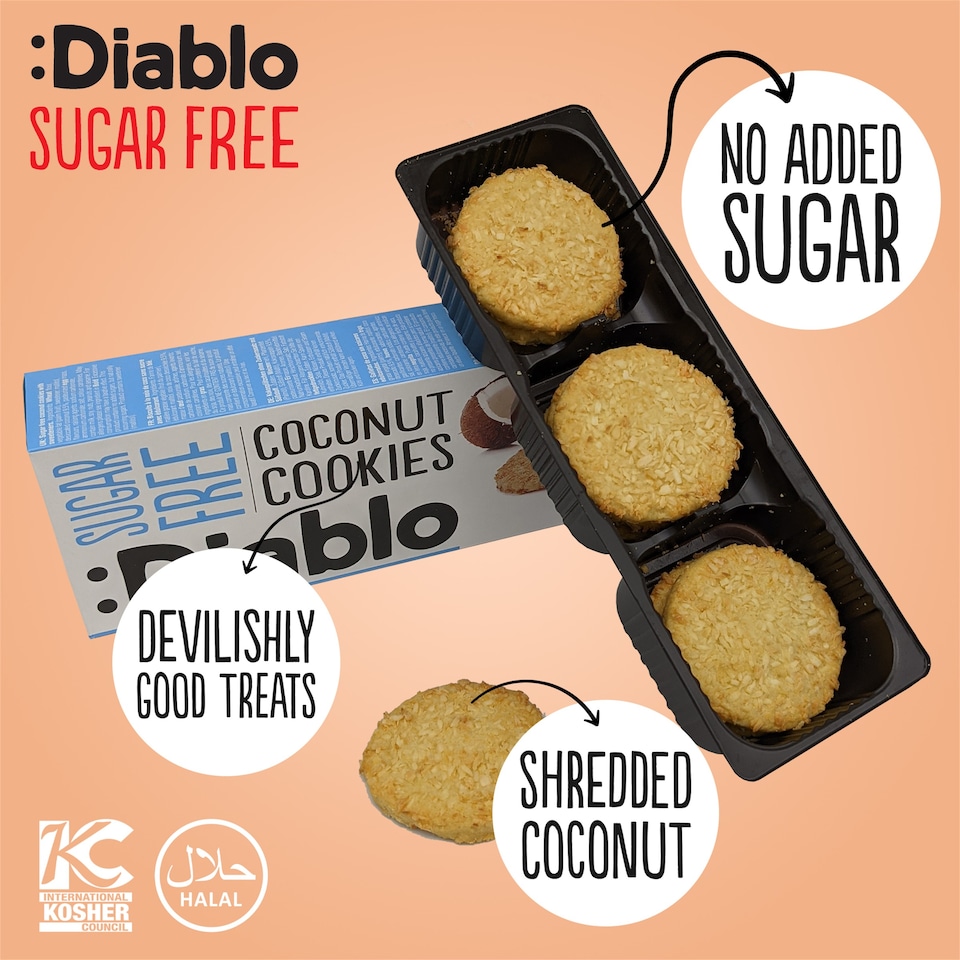 image 1 of Diablo Sugar Free Coconut Cookies 150g 3 Pack