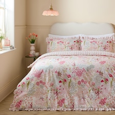 Furn Gardenia Reversible Ruffle Duvet Cover Set | Pink | Pink/Pebble | King | 1
