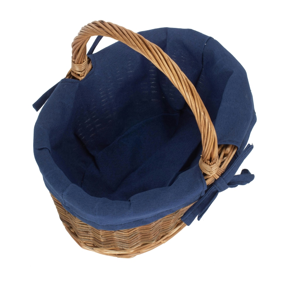 image 1 of Small Lined Country Oval Wicker Shopping Basket Multi | Garden Rose | S