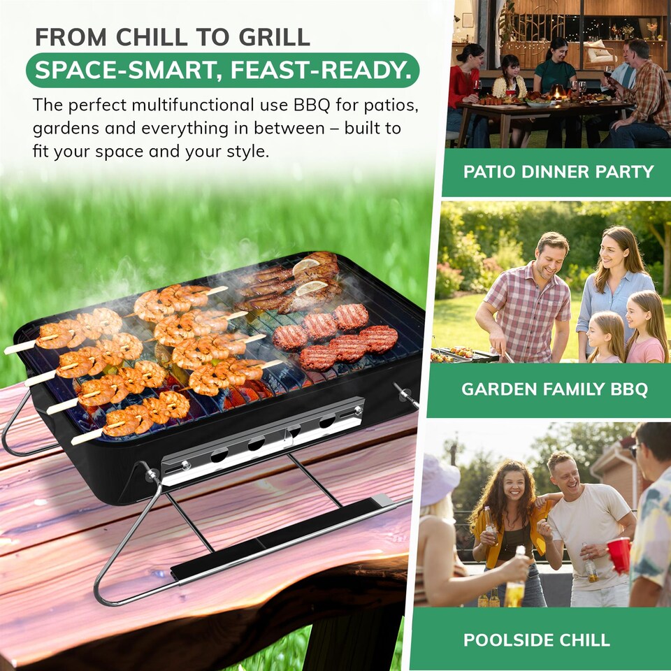 image 1 of House of Home Portable BBQ Charcoal Grill Ideal for Camping & Travel with Foldable Legs