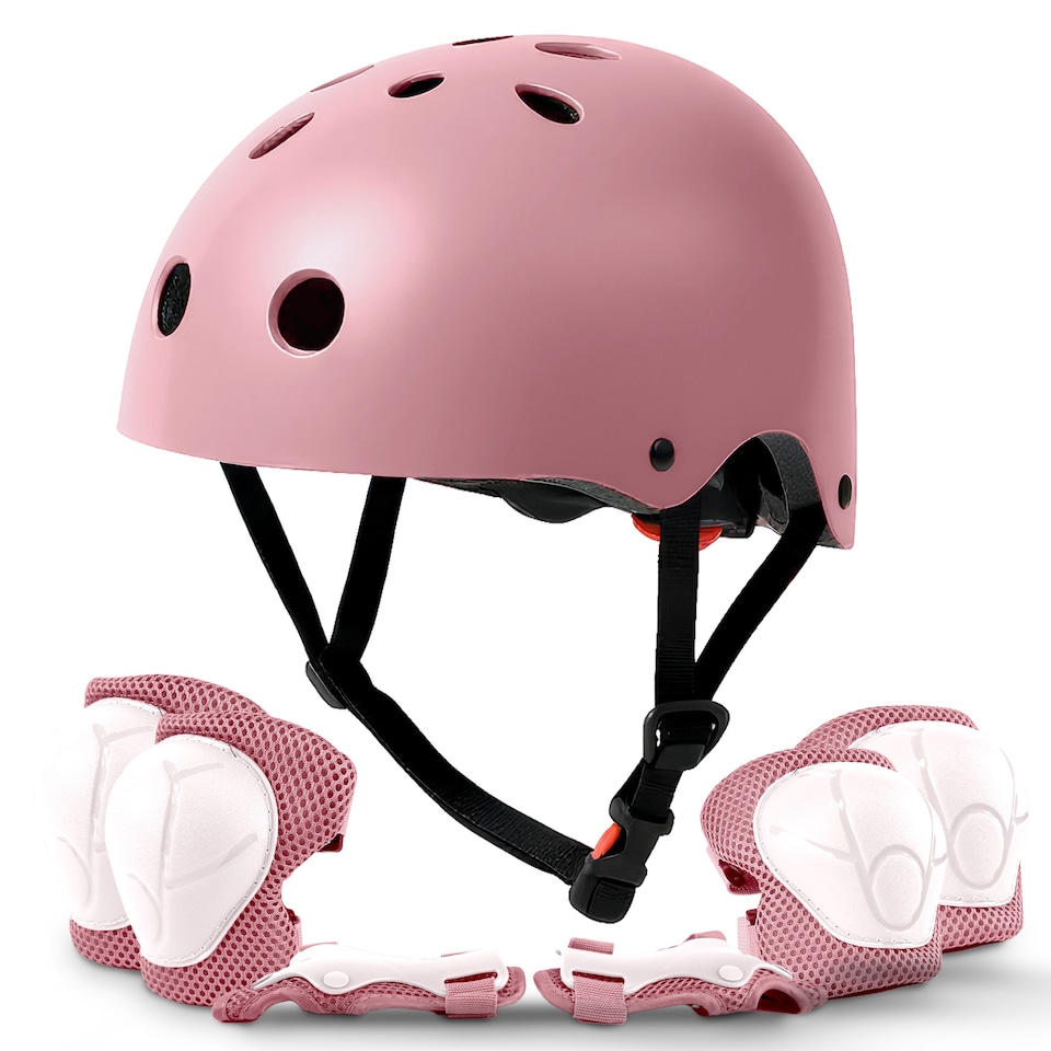 image 1 of Kayman Kids Bike Helmet with Knee Elbow and Wrist Pads for Ages 3 to 12