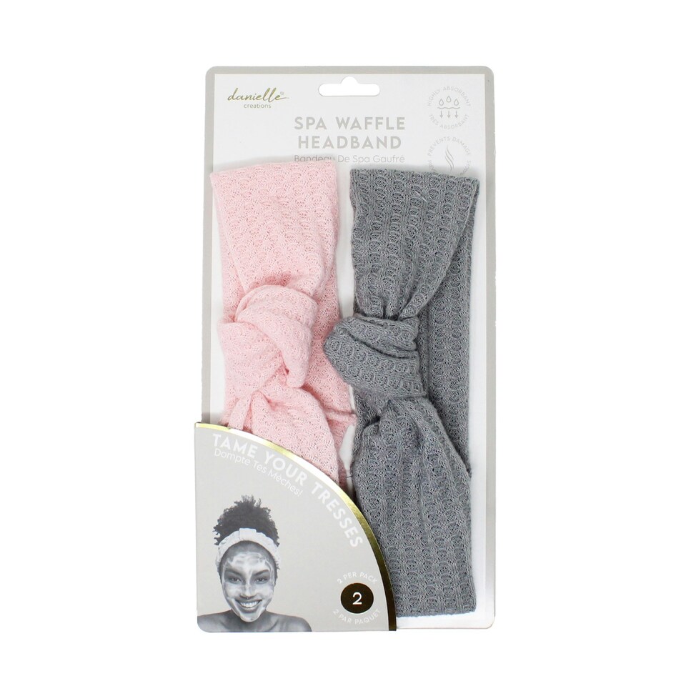 Danielle Creations Pink & Grey Spa Waffle Headband Set of 2 Pink | Grey