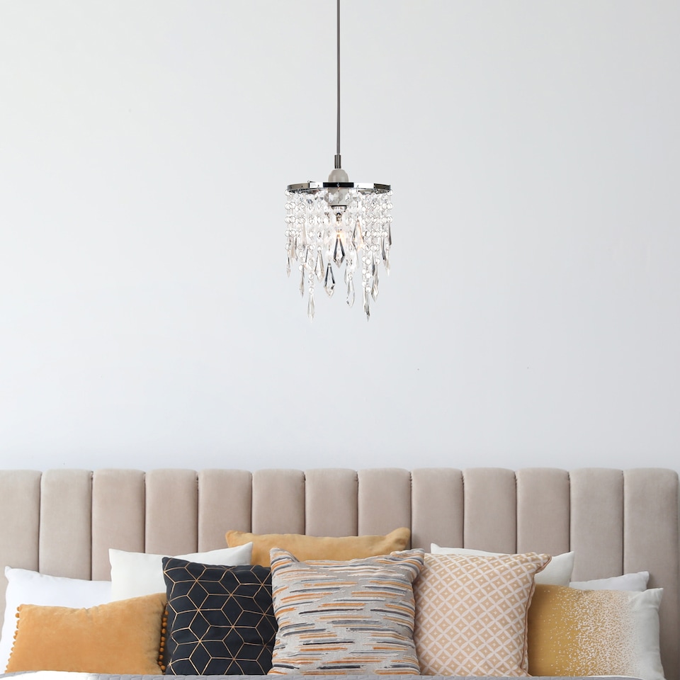 image 1 of Modern Waterfall Design Pendant Shade with Clear Acrylic Droplets and Beads | Clear