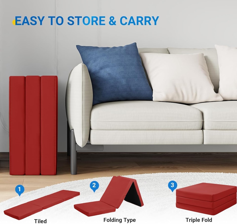 image 1 of Tri Fold Fold Out Z Bed Futon Sofa Chair Mattress