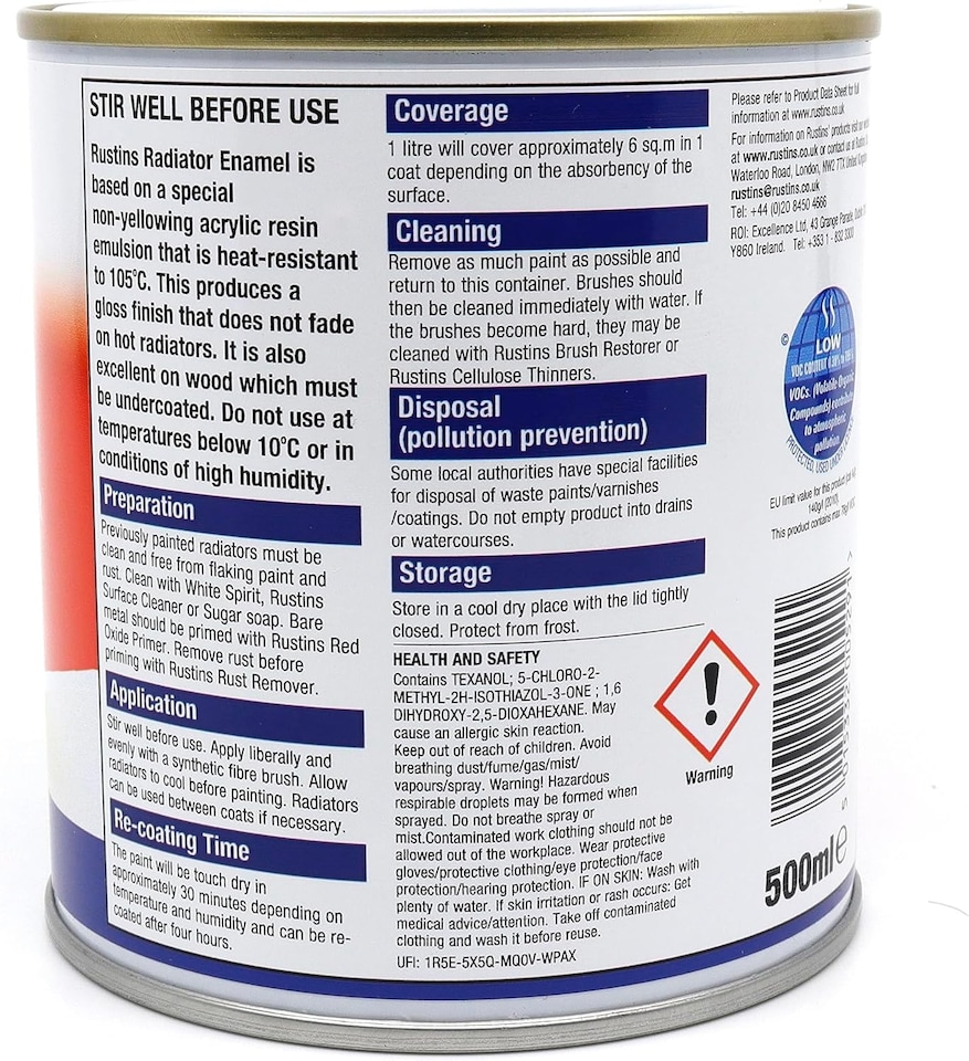 image 1 of Rustins Quick Drying Radiator Enamel Gloss - Grey 500ml | Grey | 500ml | 1