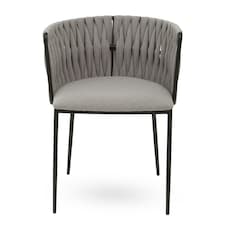 Interiors by Premier Grey Dining Chair with Woven Back, Classic Dining Room Chair with Braided Pattern, Fabric Dining Chair Grey