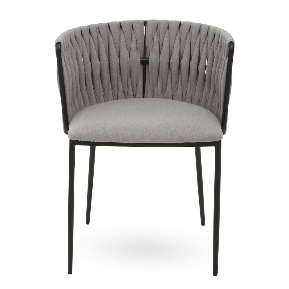 image 1 of Interiors by Premier Grey Dining Chair with Woven Back, Classic Dining Room Chair with Braided Pattern, Fabric Dining Chair Grey
