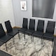 image 8 of Dining Chairs Set of 6 Black Leather Kitchen Chairs Black