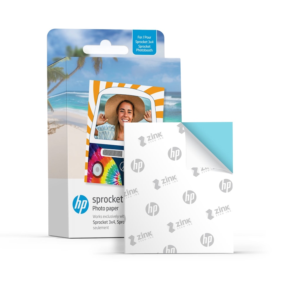 image 1 of 100 Sheets - HP Sprocket 3.5 x 4.25” Zink Sticky-backed Photo Paper