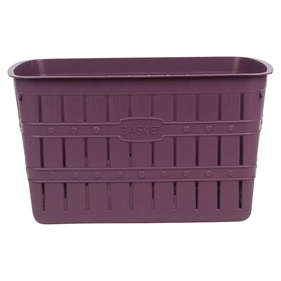 image 1 of 20L Plastic Bamboo Look Basket Laundry Clothes Storage Sorter Hamper with Handles | Purple | Purple