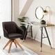 image 3 of COSTWAY Swivel Accent Chair Set of 2 Ergonomic Armchairs Brown Brown