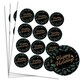 image 1 of Christmas Happy Holidays Black Round Stickers 60mm - Sheet of 12
