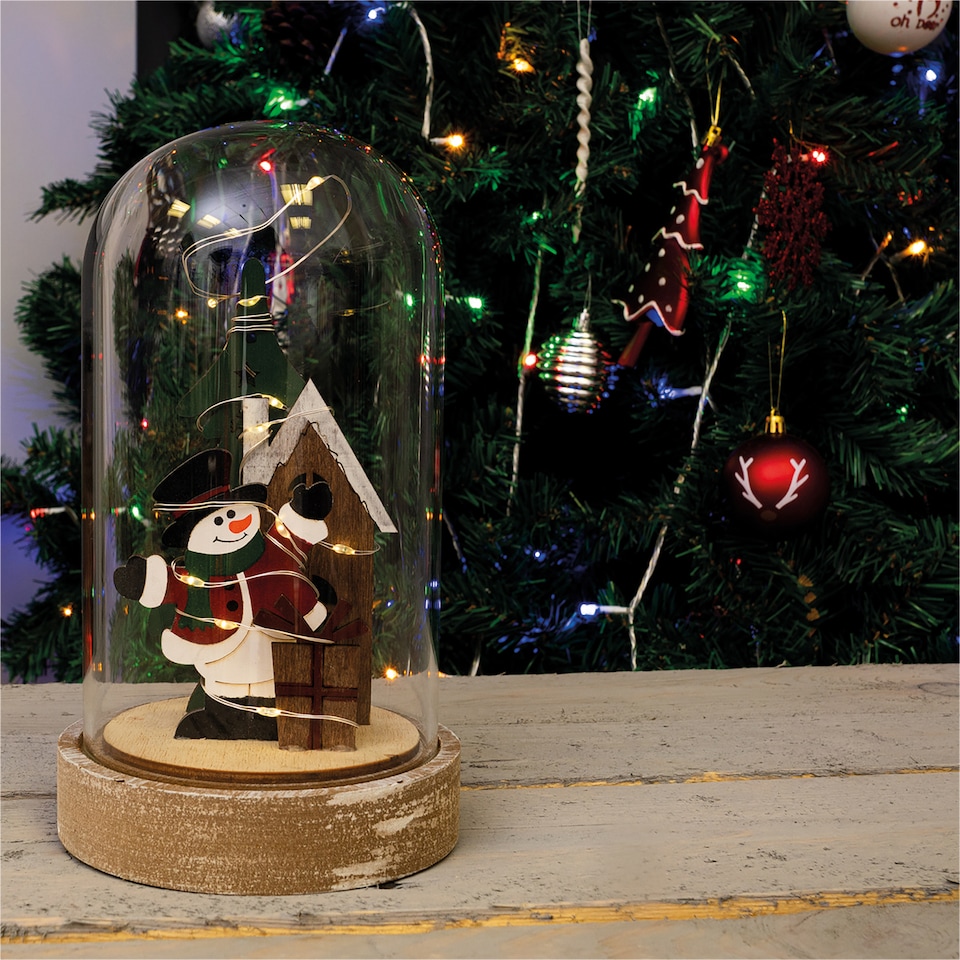 image 1 of St Helens Festive Cloche Scene (Snowman)
