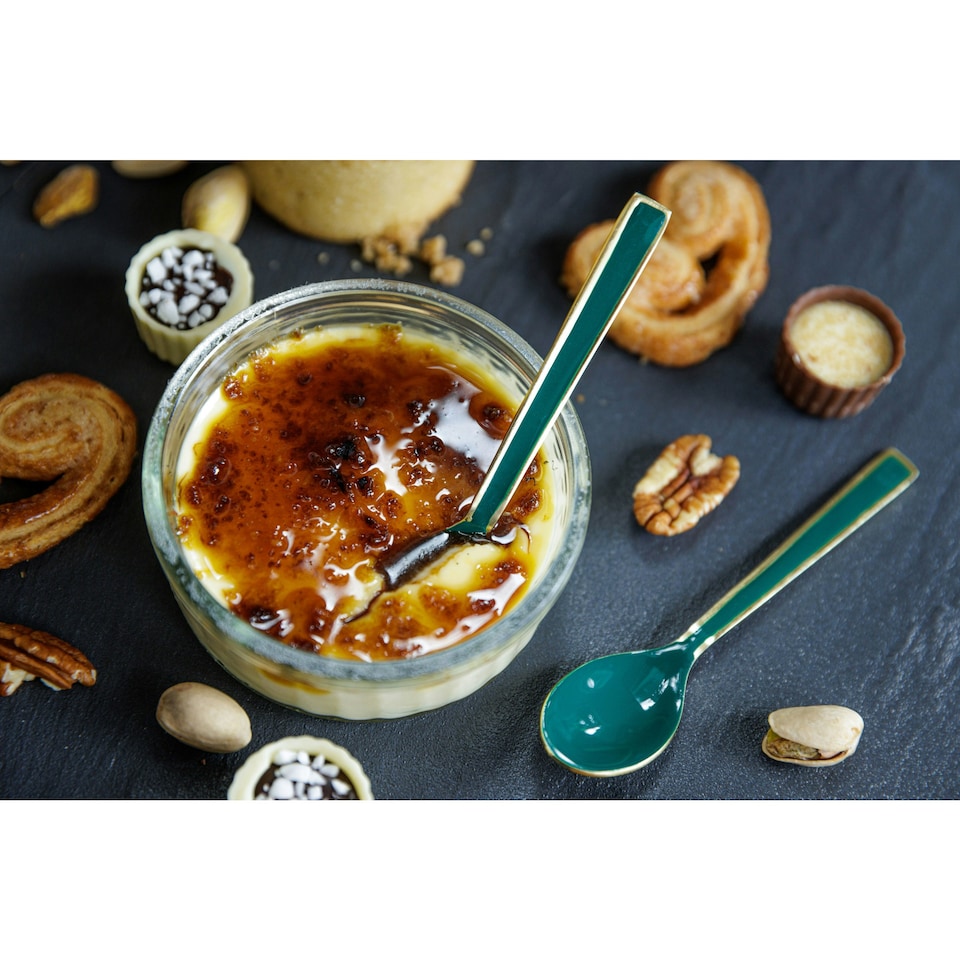 image 1 of Artesà Gold-Plated Emerald Enamel Cutlery, Gift Boxed