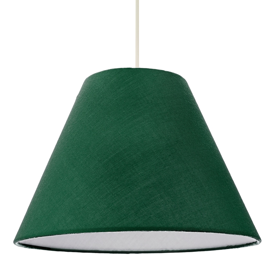 image 1 of 12 Inch Forest Green Cotton Coolie Lampshade Suitable for Table Lamp or Pendant | Green