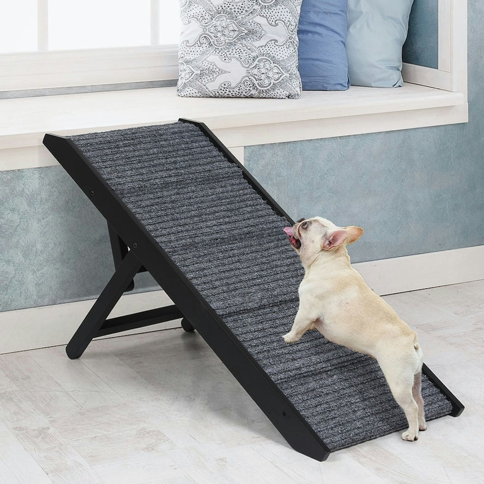 image 1 of Skylos Adjustable Dog Ramp Height Stair For Bed Sofa Cat Dogs Folding Portable