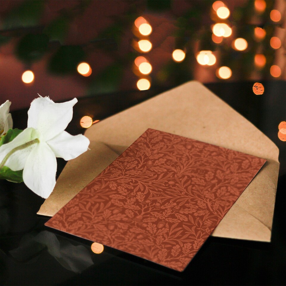 image 1 of William Morris Art Card Acorns and Oak Leaves Pattern