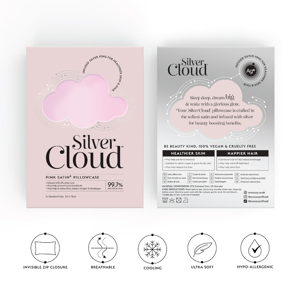 image 1 of Silver Cloud Silver Ion Infused Satin Pillowcase Pink - Twinpack