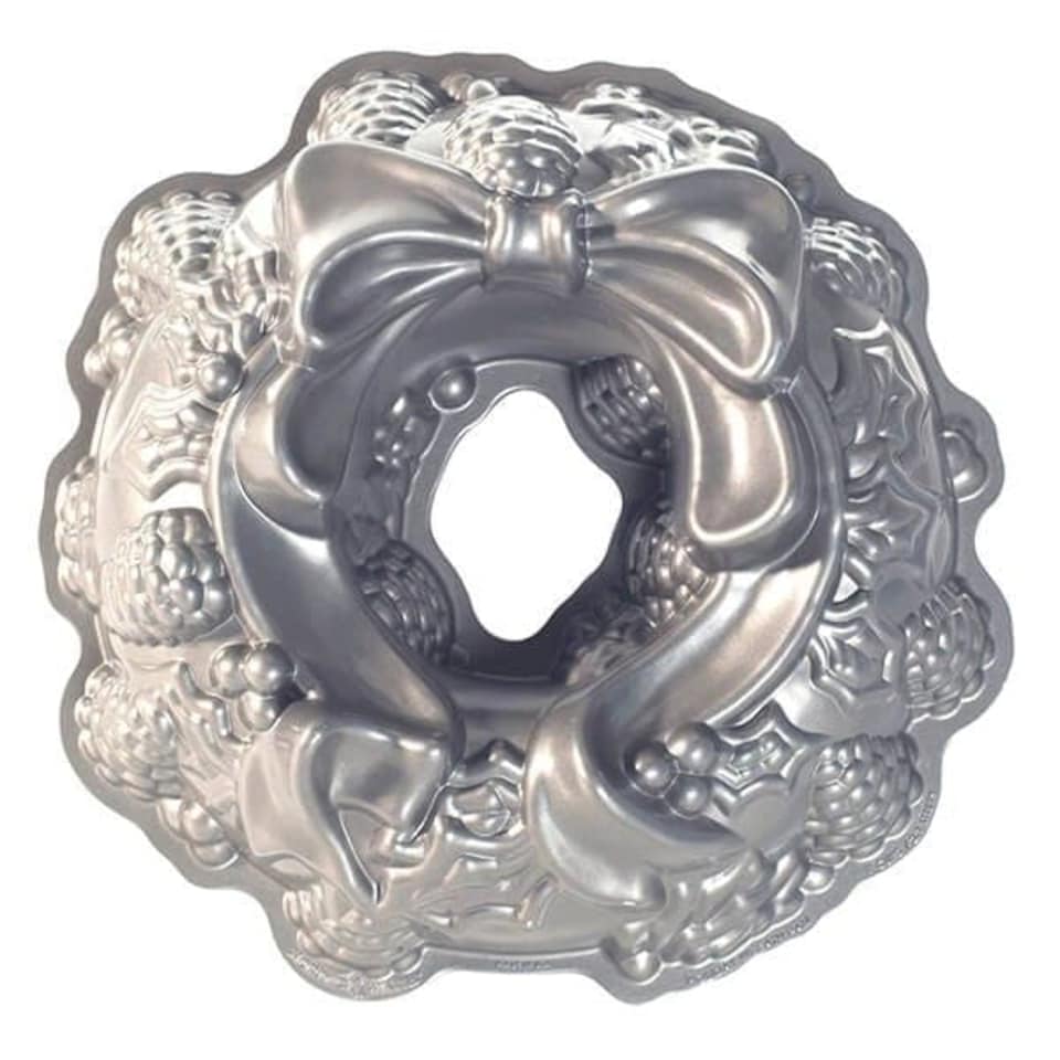 image 1 of Nordic Ware Silver Holiday Wreath Bundt Pan