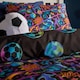 image 3 of OHS Kids Comic Football Reversible Bedding Duvet Cover Set with Pillowcase | Multi | Multi | Double