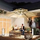 image 2 of Outsunny 3 m Cantilever Roma Parasol with LED Solar Lights, Crank and Tilt, Aluminium Frame, Cross Base and Adjustable Canopy 360 Rotating Sun Umbrella with 2Tier Shade, Beige