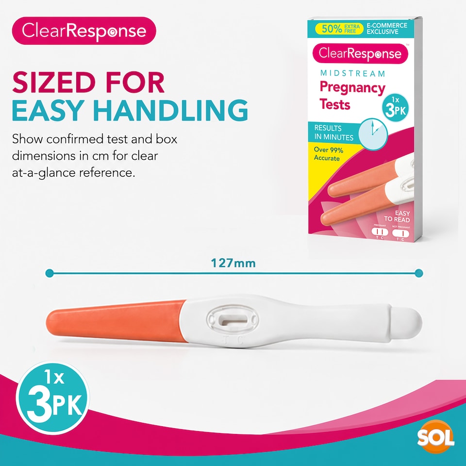 image 1 of SOL Clear Response Early Detection Pregnancy Test Kit 3 Pack