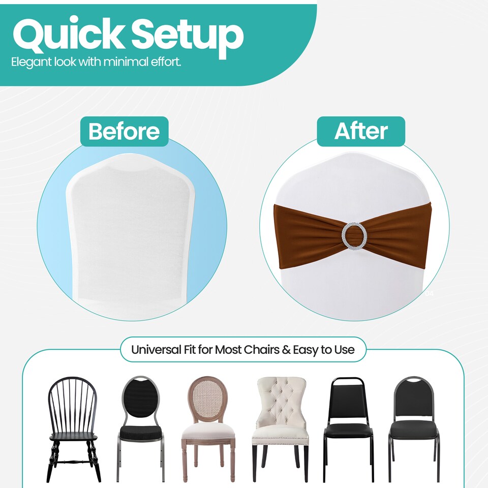 image 1 of 13"x5" Spandex Chair Bands with Slider Buckle, Elastic Chair Sash - 1pc