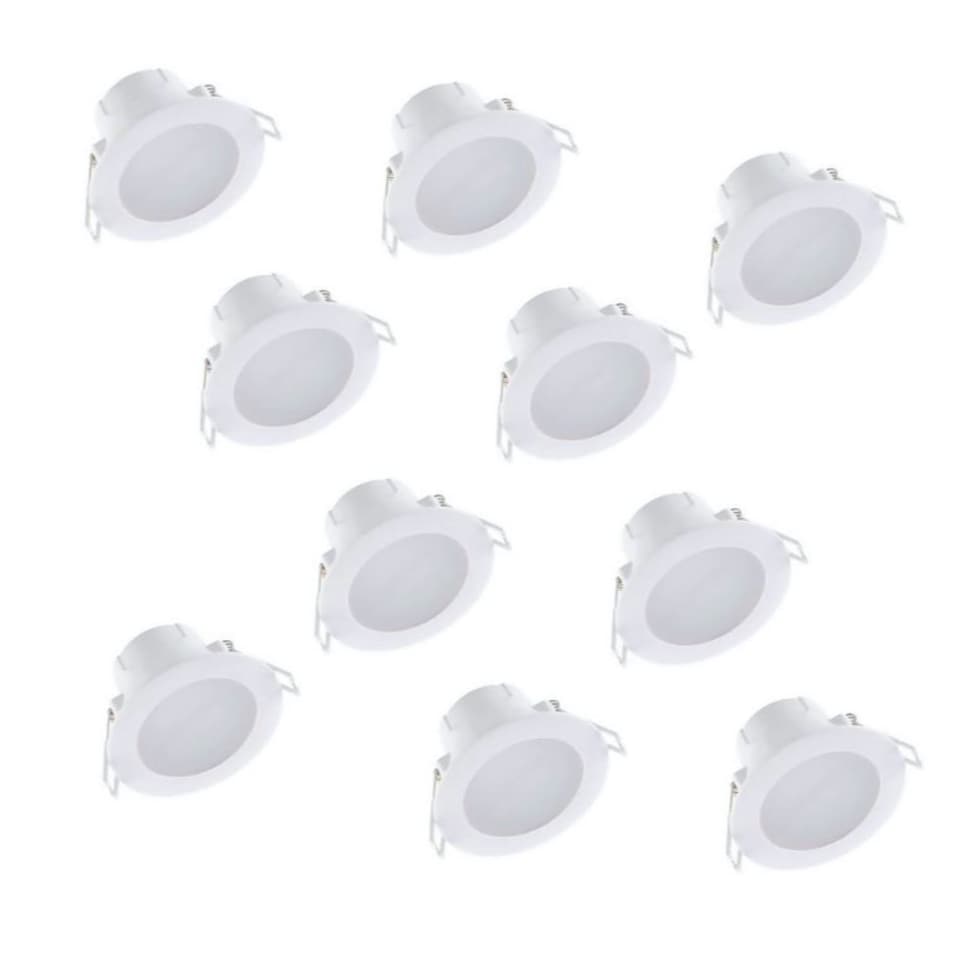 image 1 of Set of 10 CCT LED Bathroom Downlights - White IP44 Recessed Downlights | White | White | 10