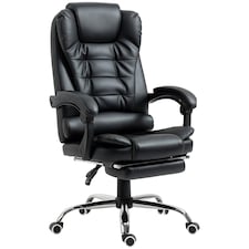 HOMCOM Executive Office Chair PU Leather Swivel Chair with Footrest Black