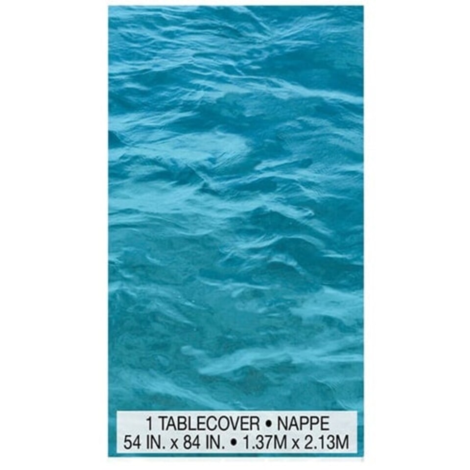 image 1 of Ocean Waves Plastic Tablecover 274cm x 137cm