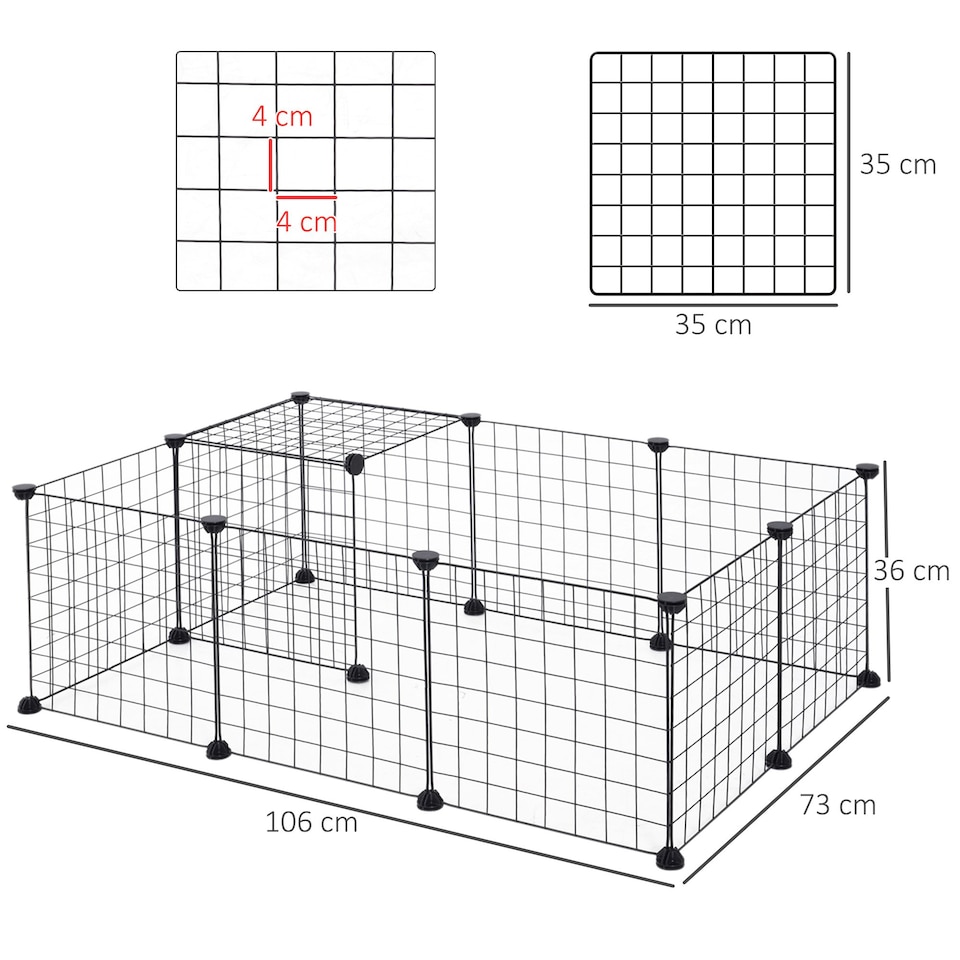 image 1 of PawHut DIY Pet Playpen Metal Wire Fence Guinea Pig Small Animals Cage 12 Panel