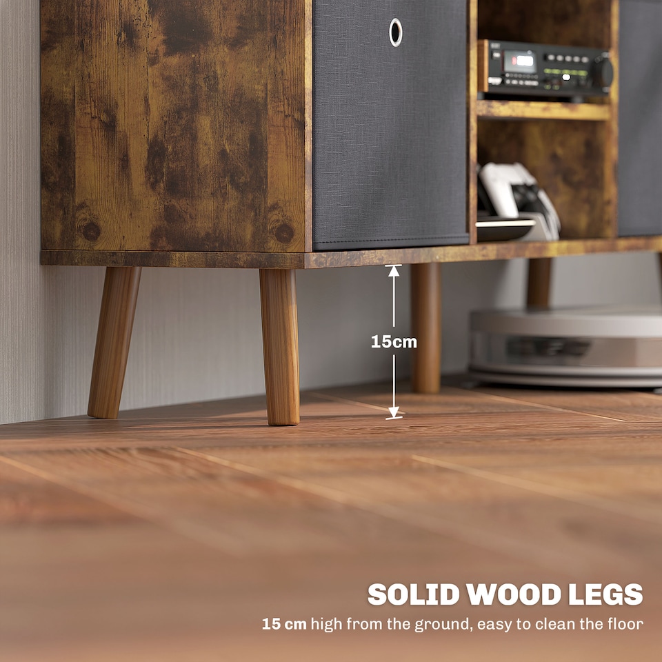 image 1 of HOMCOM TV Cabinet Stand Unit for TVs up to 50  Flat Screen with Foldable Drawers and Shelves, Entertainment Centre for Living Room, Bedroom Rustic Brown